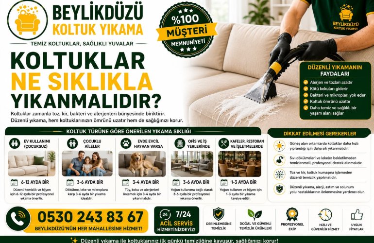 Koltuklar Ne Sıklıkla Yıkanmalıdır?