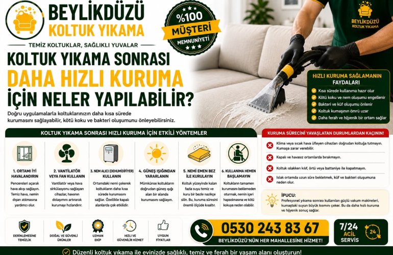 Koltuk Yıkama Sonrası Daha Hızlı Kuruma İçin Neler Yapılabilir?